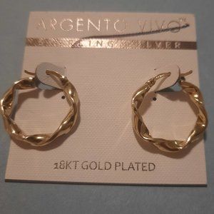 Argento Vivo 18k plated silver twisted hoop earrings